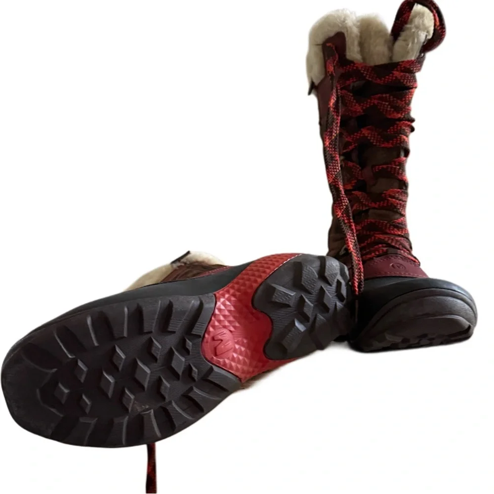 Authentic MERRELL Women's Red and Black Fur-Lined Boots - Picture 7 of 9